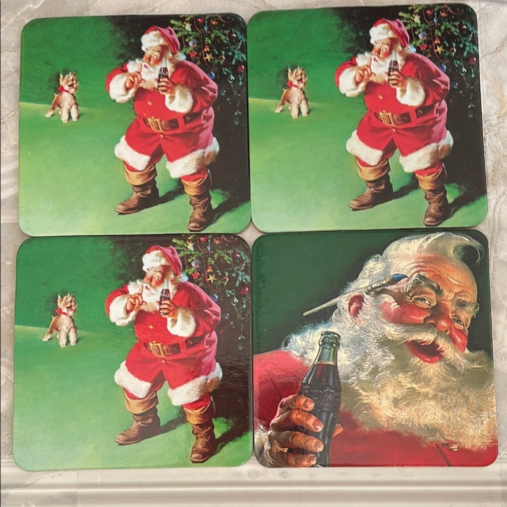 Coca Cola Santa Coasters - Red and Green